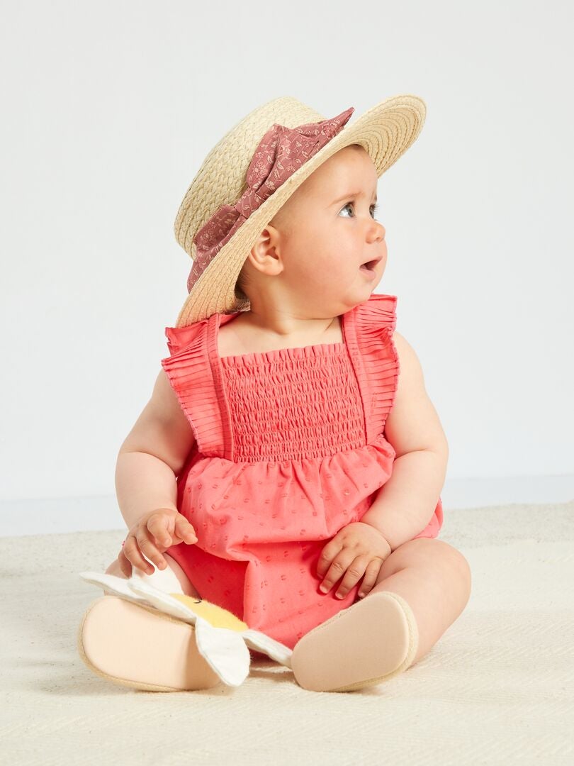 Vestido de voile de algodão + calcinha - 2 peças - ROSA