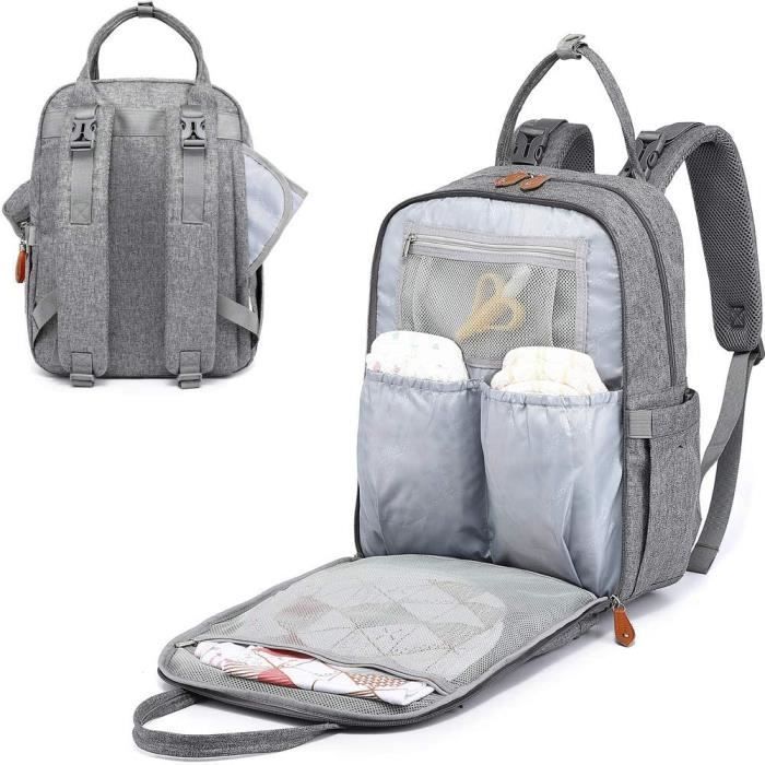 Mochila cambiador BabbleRoo - Gran capacidad - Impermeable - Gris - 0 meses - Recién nacido
