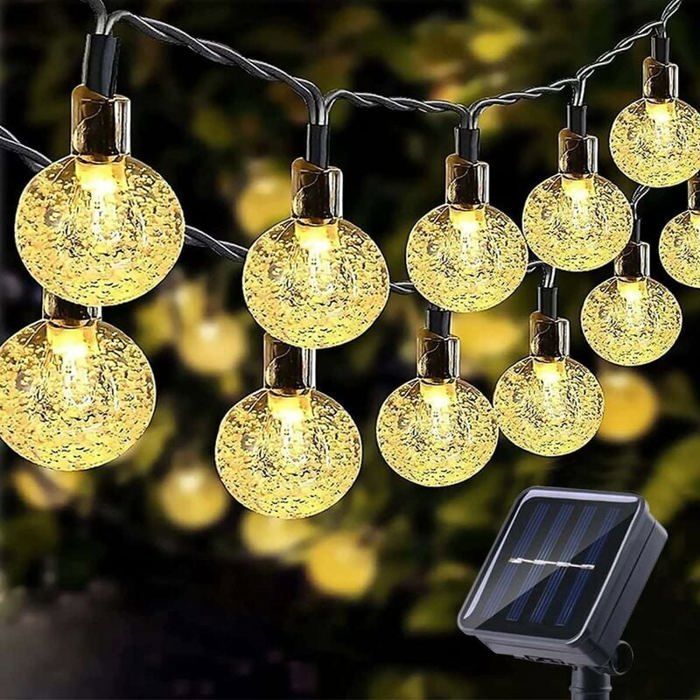 Luci a stringa solari, 11 m, 60 LED, luci a stringa solari per esterni, luce bianca calda, 8 modalità per giardino, Natale, matrimoni, feste