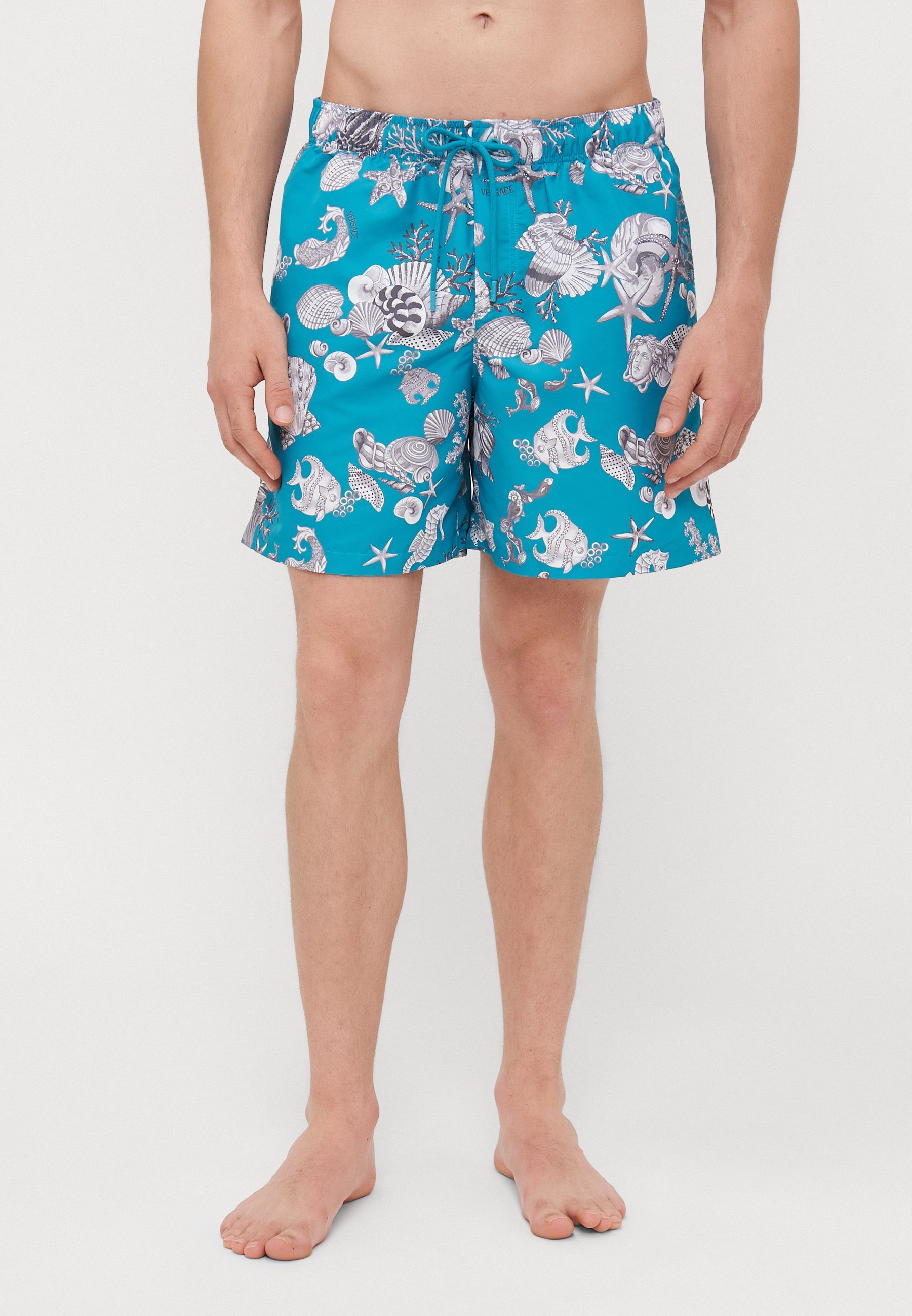 Versace SWIM GOLFO LAVACANZA ALL OVER - Pantaloncini da bagno - verde mare scuro/grigio argento