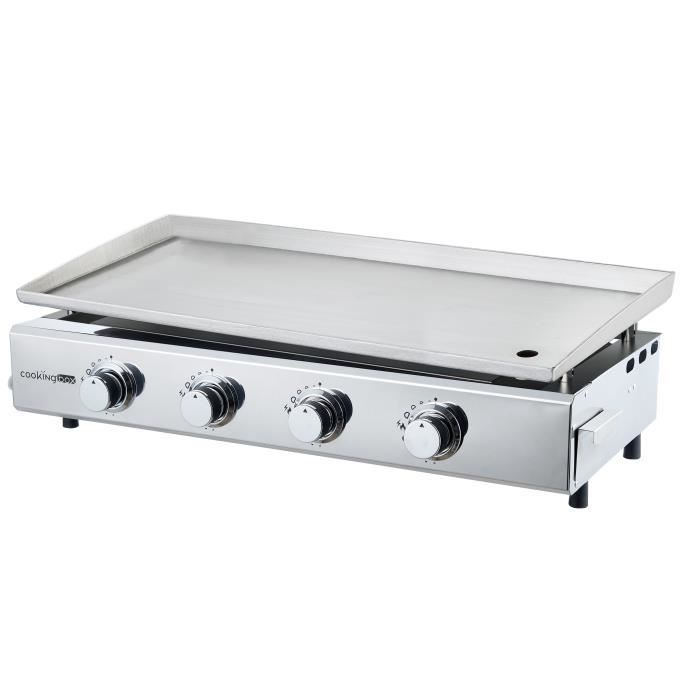 COOKING BOX BRASILIA Plancha de gas - 4 quemadores - 10 kW - 84 x 41 x 24,5 cm - Totalmente de acero inoxidable - Superficie de cocción: 84 x 34 cm