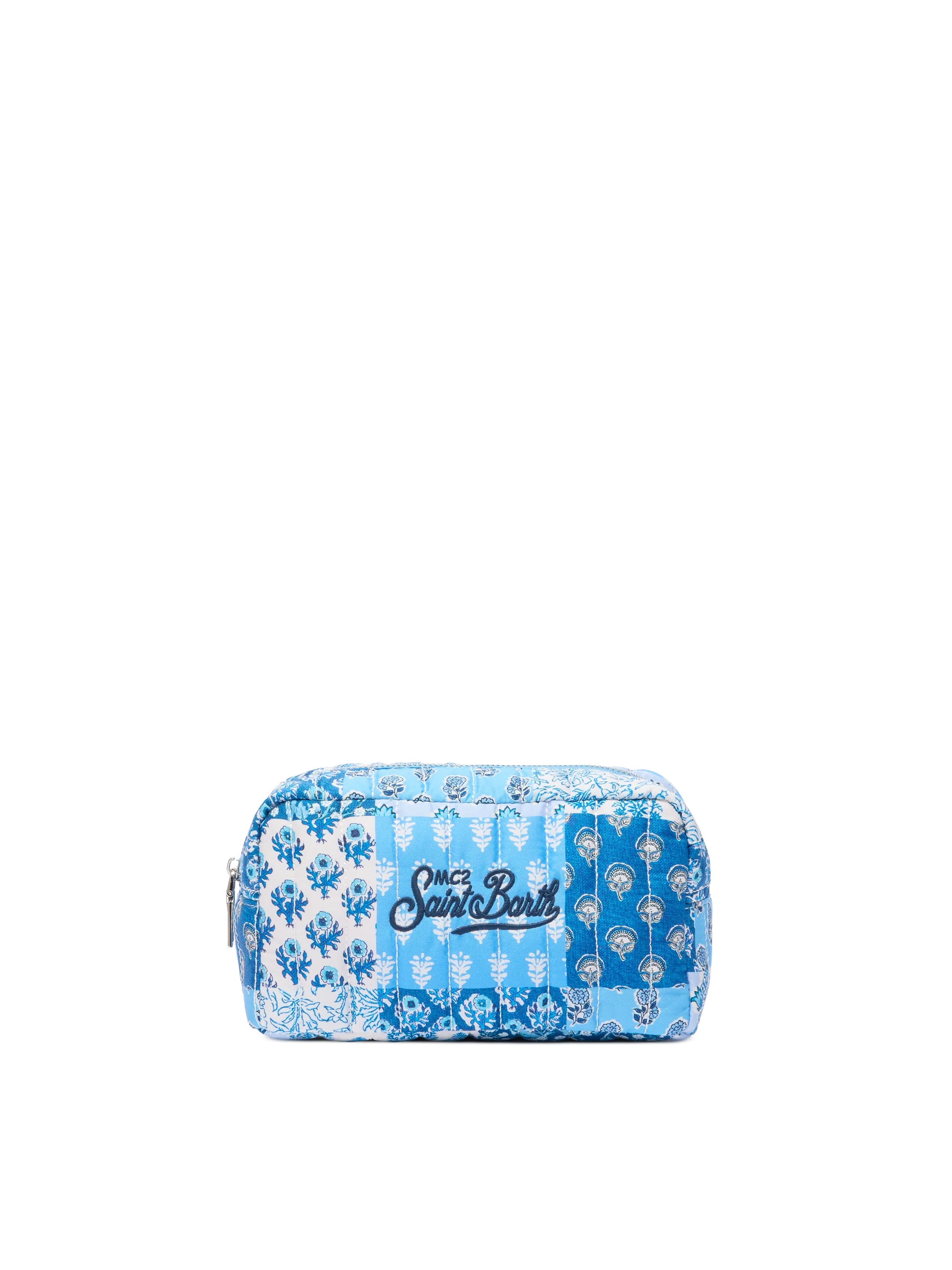Gewatteerd zacht etui met blauwe bloemen