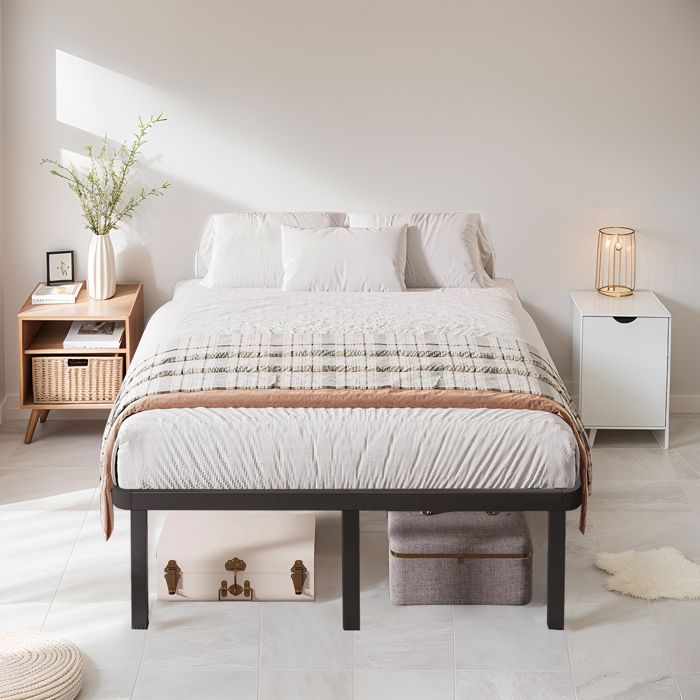 Sleivant - Sommier 160x200cm avec 9 Pieds | Lit avec Sommier à Lattes pour Adulte | 28 Lattes | Montage Rapide et Facile