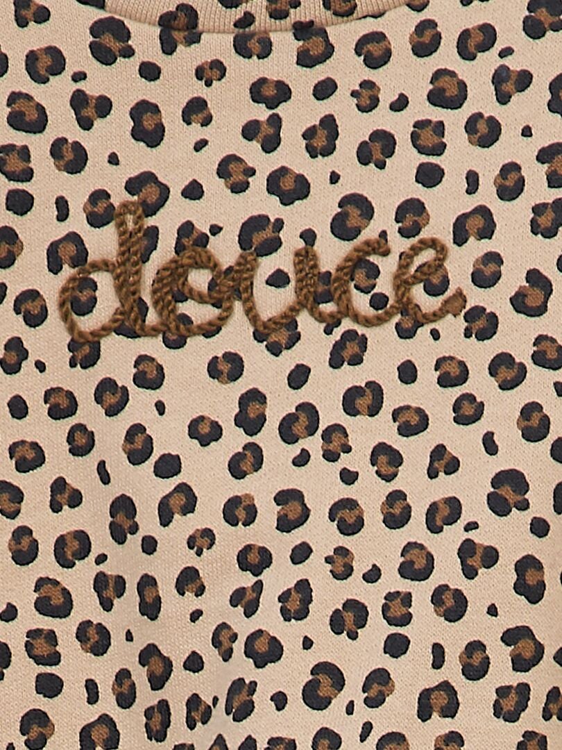 Bedrukte sweater met geborduurde letters - BEIGE