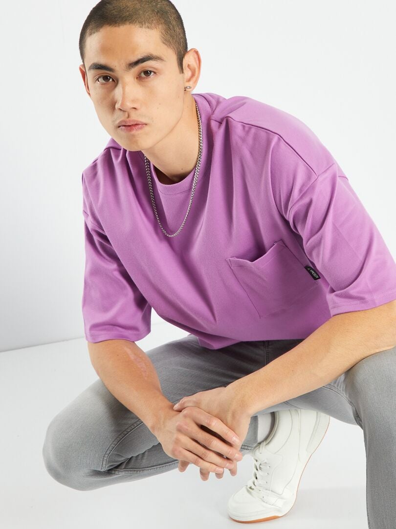 T-shirt met borstzak - ROZE