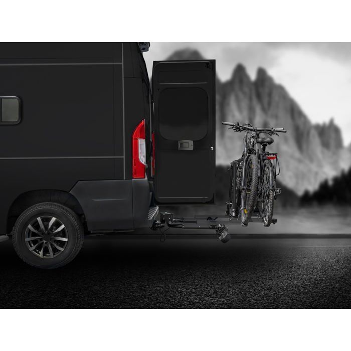 Suporte para 2 bicicletas Eufab SD260 Black Edition para vans e portas articuladas - Edição Preta
