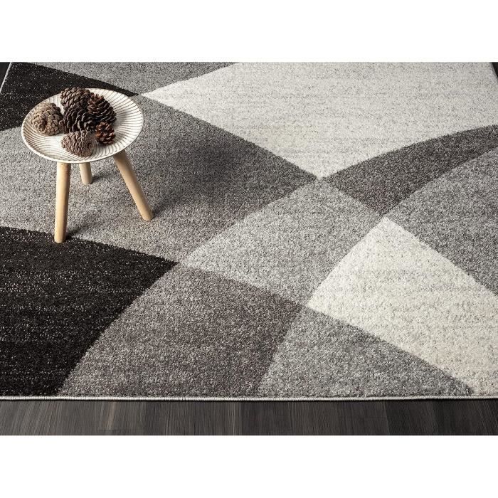 Tapis de salon - THE CARPET - PEARL - Motifs géométriques - Gris - 140x200 cm