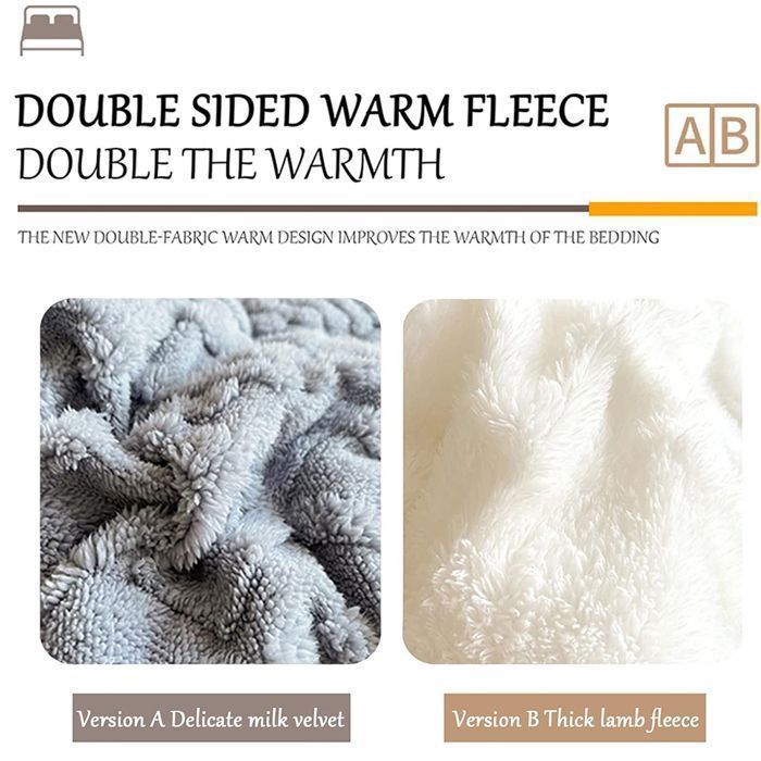 Coperta calda in cashmere effetto agnello RUMOCOVO - Grigia - Rettangolare - Morbida e confortevole