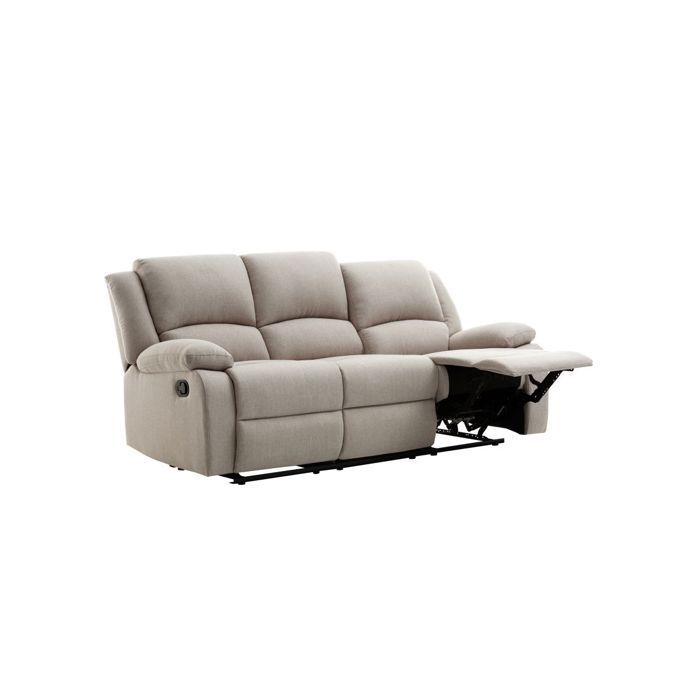 Canapé Relaxation manuel 3 places LEO en Tissu - Beige - L193 x P93 x H96cm - LOUNGITUDE