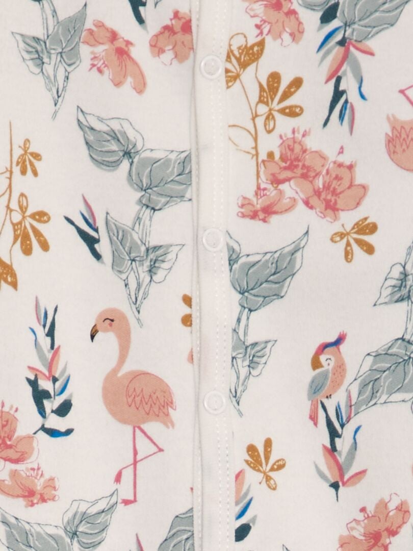 Roze Flamingo Onesie - WIT