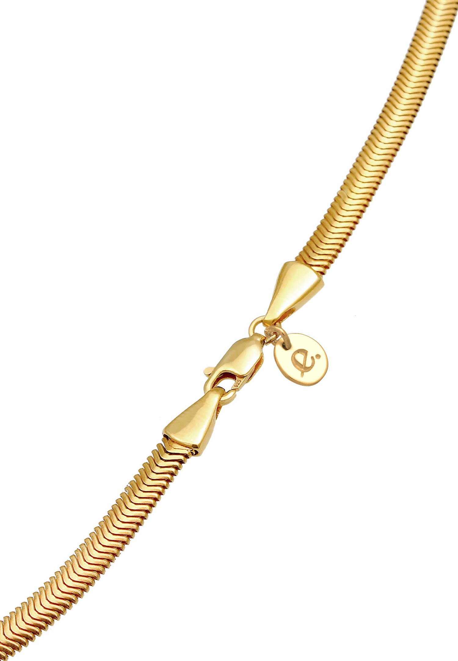 Elli PREMIUM Chaîne de serpent plate et élégante à chevrons pour dames, blogueuse de tendances en argent sterling 925