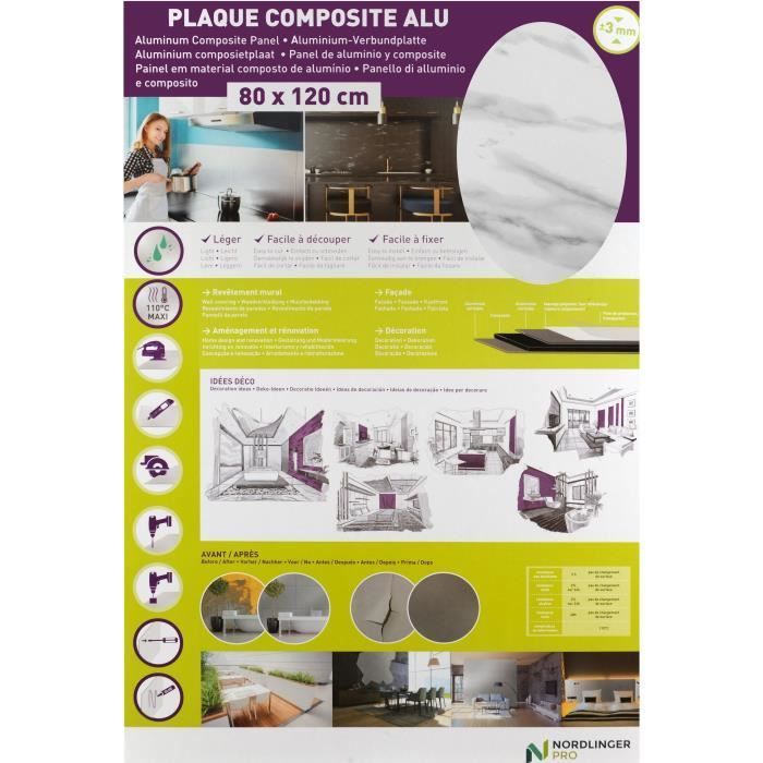 NORDLINGER PRO Witte Marmeren Spatwand - 120x80 cm - Keuken - Badkamer