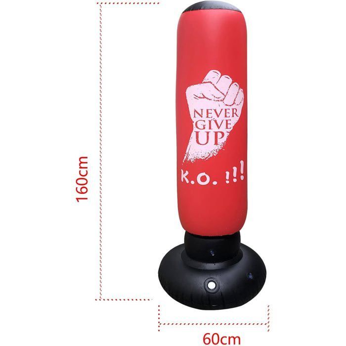 160cm Inflatable Boxing Bag on Stand - Freestanding Punching Ball for Fitness and Training - For Children and Adults [A4]