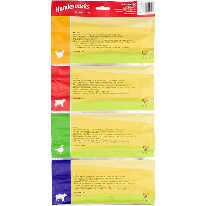 MaxDog Snacks para perros, paquete de 12 unidades, 120 g, pollo, ternera, etc.