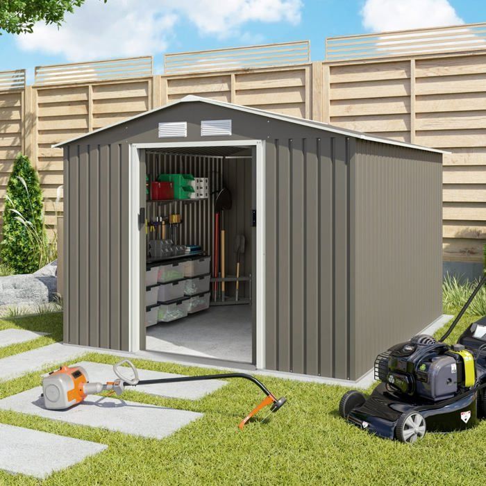 Abri de jardin métal 7,30 m2 + kit d'ancrage