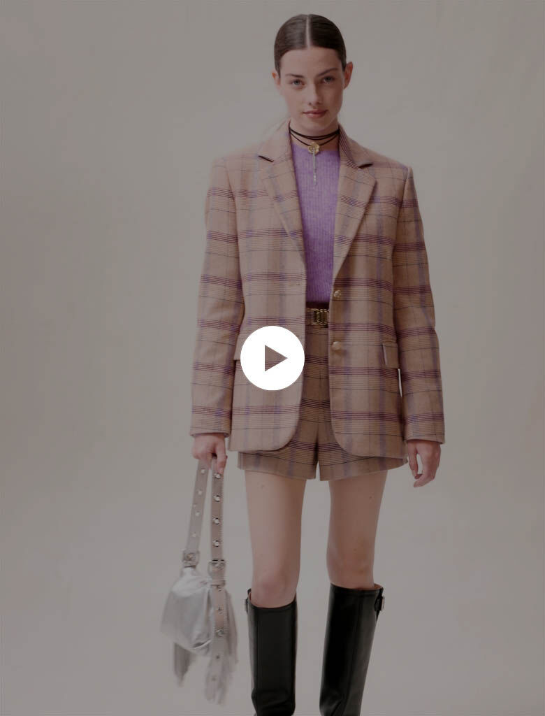 Beige ruudullinen puvuntakki