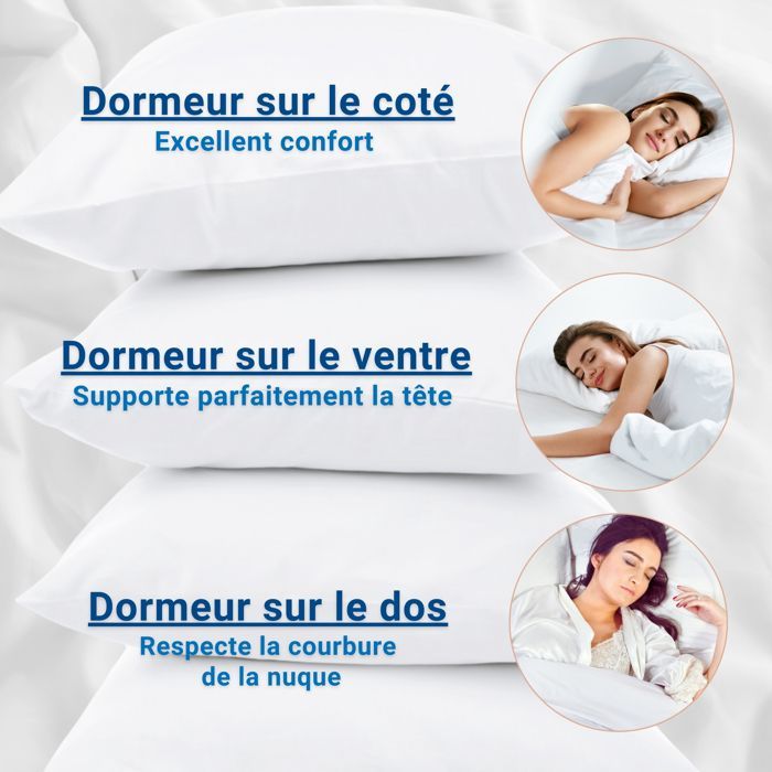 Pack 4 Nubes - Juego de 4 almohadas de 60x60 cm | Comodidad de hotel | Hipoalergénicas y con certificación OEKO-TEX® | Fabricadas en Bélgica