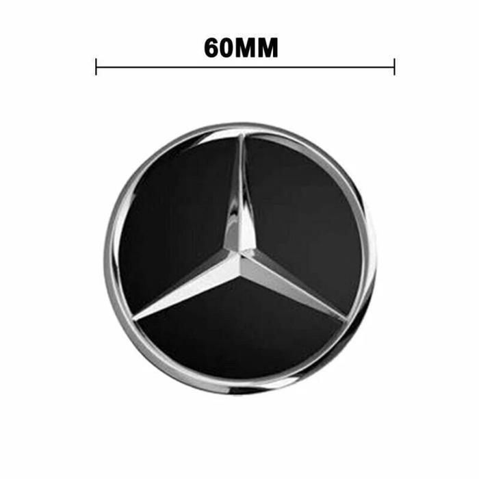 Conjunto de 4 Calotas Centrais com Emblema para Rodas Mercedes, 60mm, Logotipo Preto
