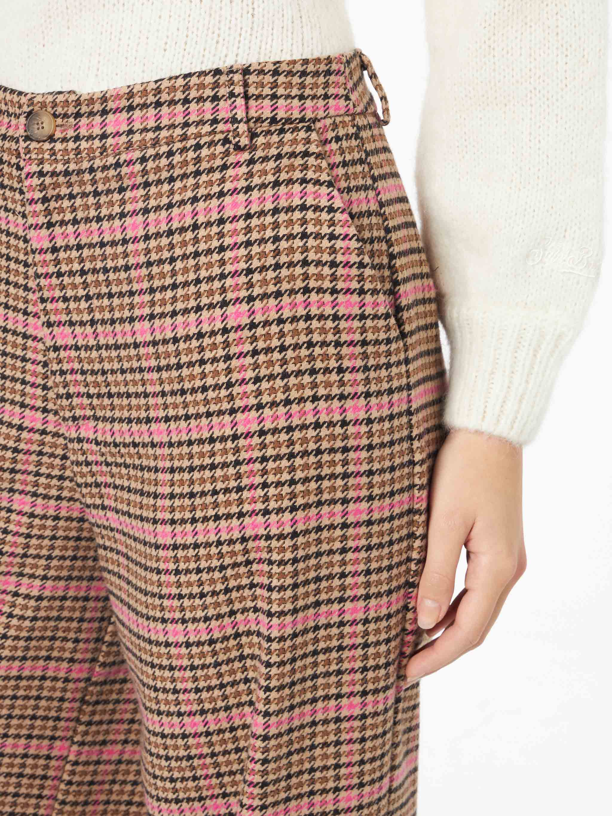Dames palazzo broek met pied-de-pouleprint