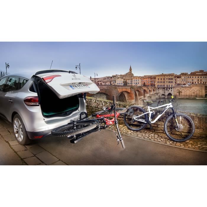 Portabicicletas para enganche de remolque - BUZZRACER - 2 bicicletas - Carga máxima 20 kg - Fácil montaje - Alta estabilidad