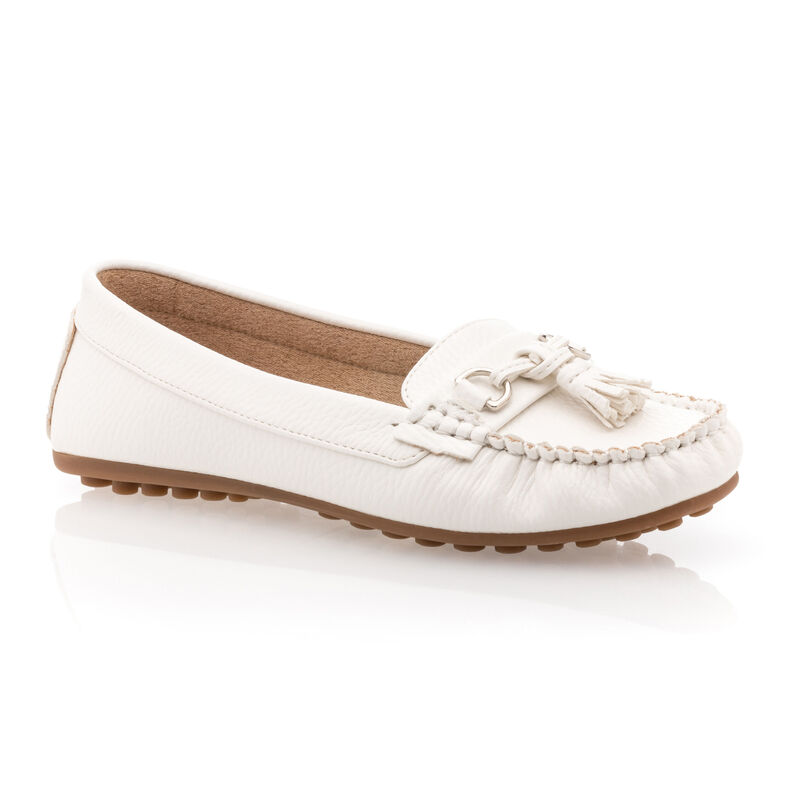 Weiße Damen-Loafer/Bootsschuhe