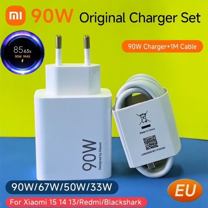 Xiaomi Chargeur 90W 67W 55W 33W EU Turbo Charge USB Type C Cage Adaptateur MI 15 14 13 Pro Ultra Note Poco Mix Flip 90W EU