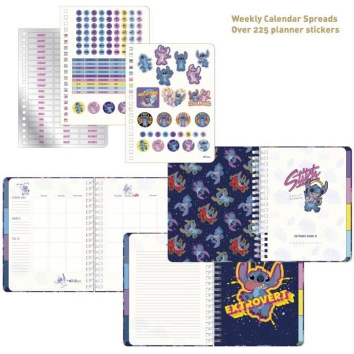 Agenda semanal - Disney - Stitch - 12 separadores - 255 pegatinas