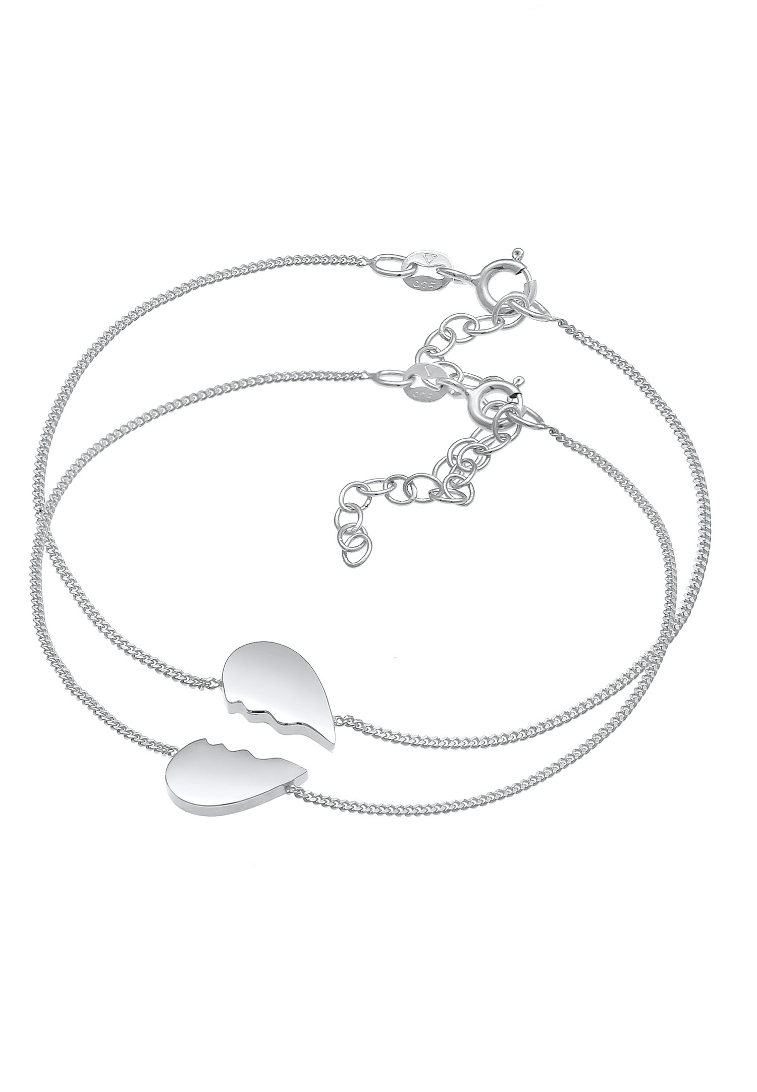 Elli Coeur de dame en demi-amitié Love Bond ajustable en argent sterling 925 plaqué or