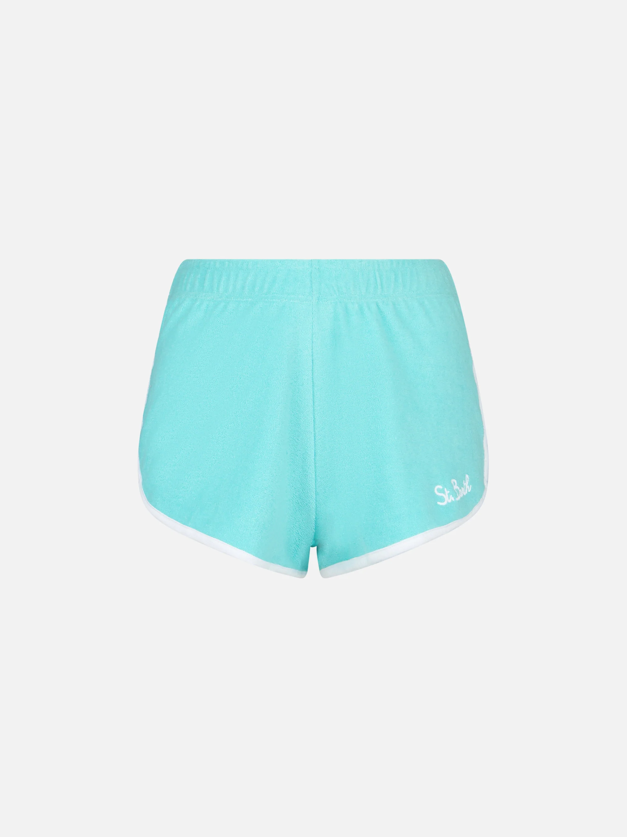 Damesshorts van badstof in aquagroen met bies | MELISSA SATTA