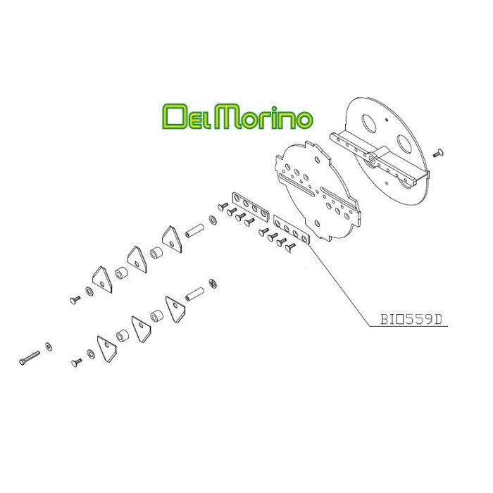 Couteau Del Morino BIO559D Couteau pour broyeur de végétaux Delmorino SCUTUM et BIO 90. Fixation: 4 trous (Ø du trou : 10,5 mm)