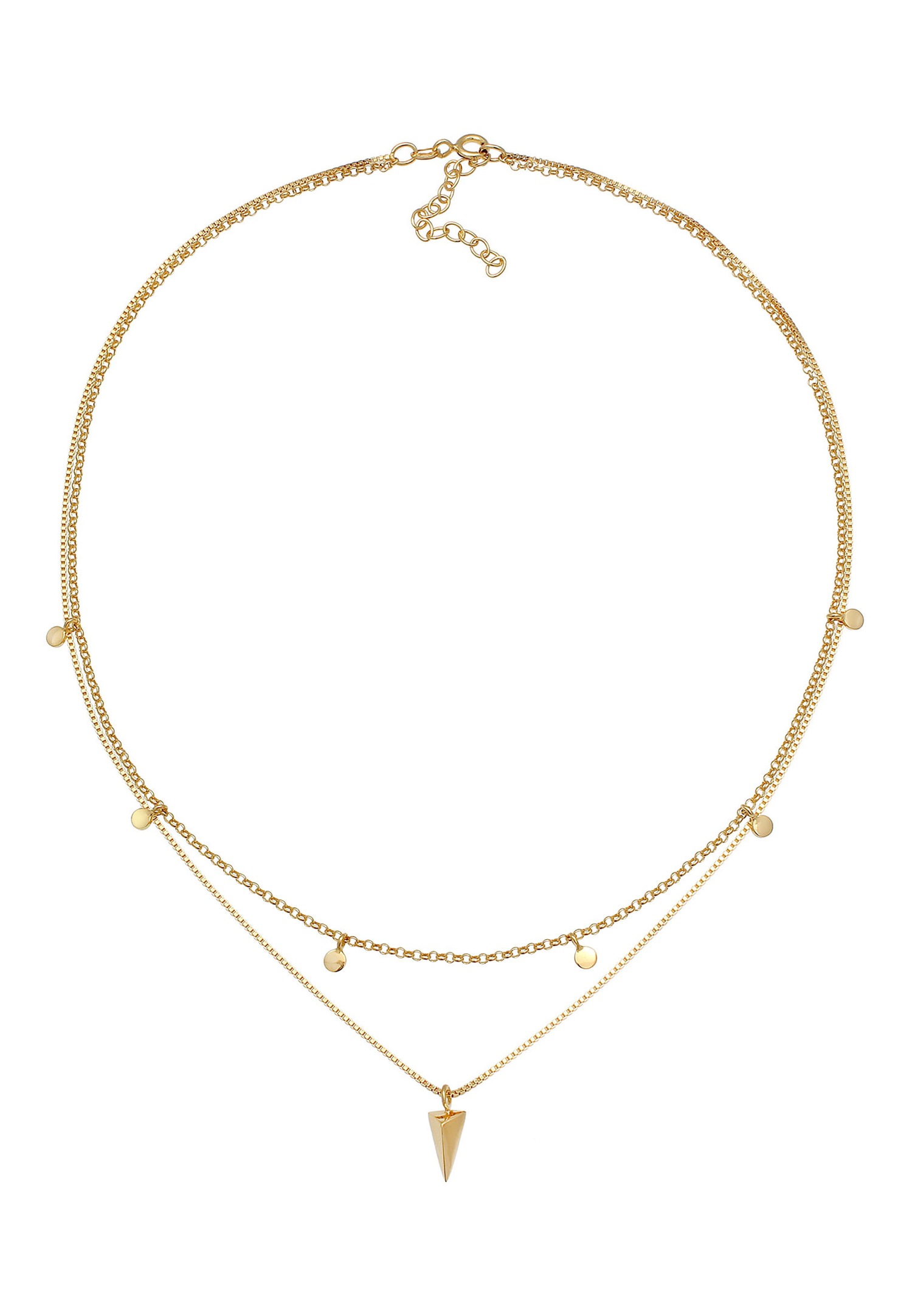 Elli Femme Choker Layer Disc Triangle Geo en argent sterling 925 plaqué or