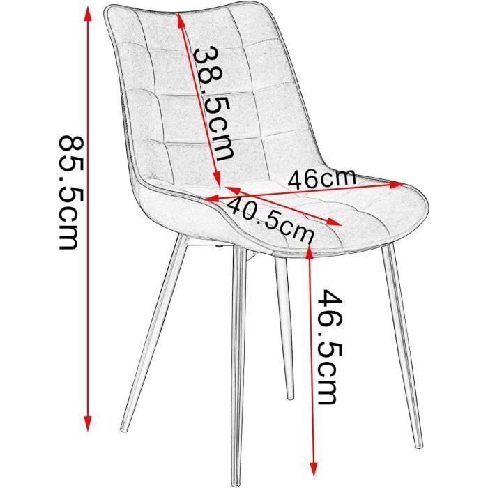 WOLTU Juego de 2 sillas de comedor, sillas de cocina escandinavas de terciopelo, patas de metal, azul W0ATT0087-2