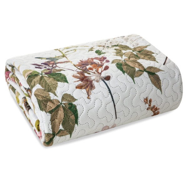 Narzuta 200x220 Rosa róże biała kolorowa welurowa D91