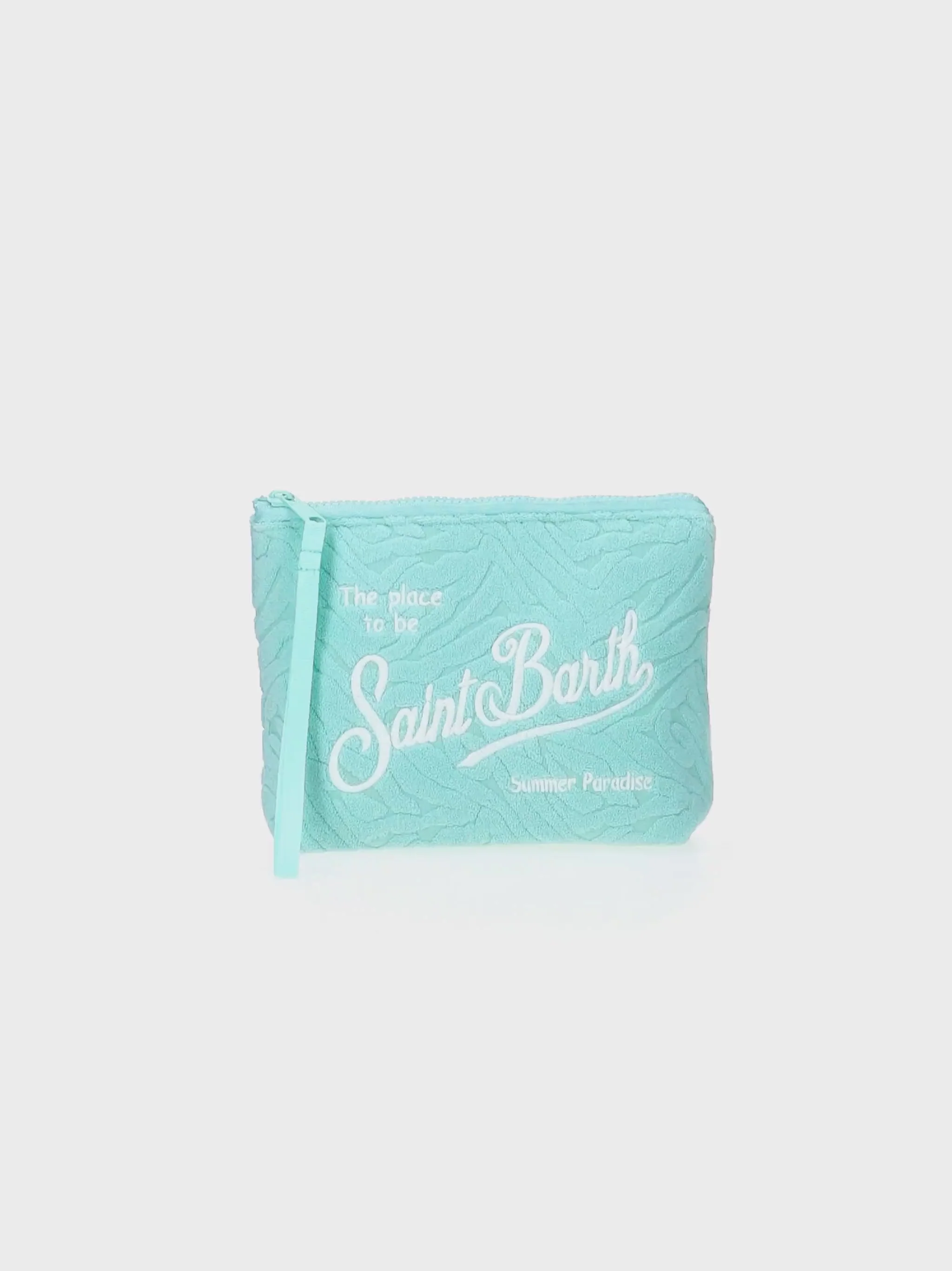 Aline clutch torbica od tirkizne spužve s utisnutim zebrastim motivom