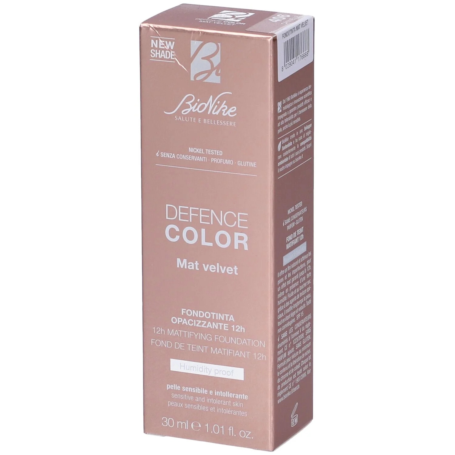 Base Líquida BIONIKE Defence Color Mat Velvet N406 Honey Cannelle