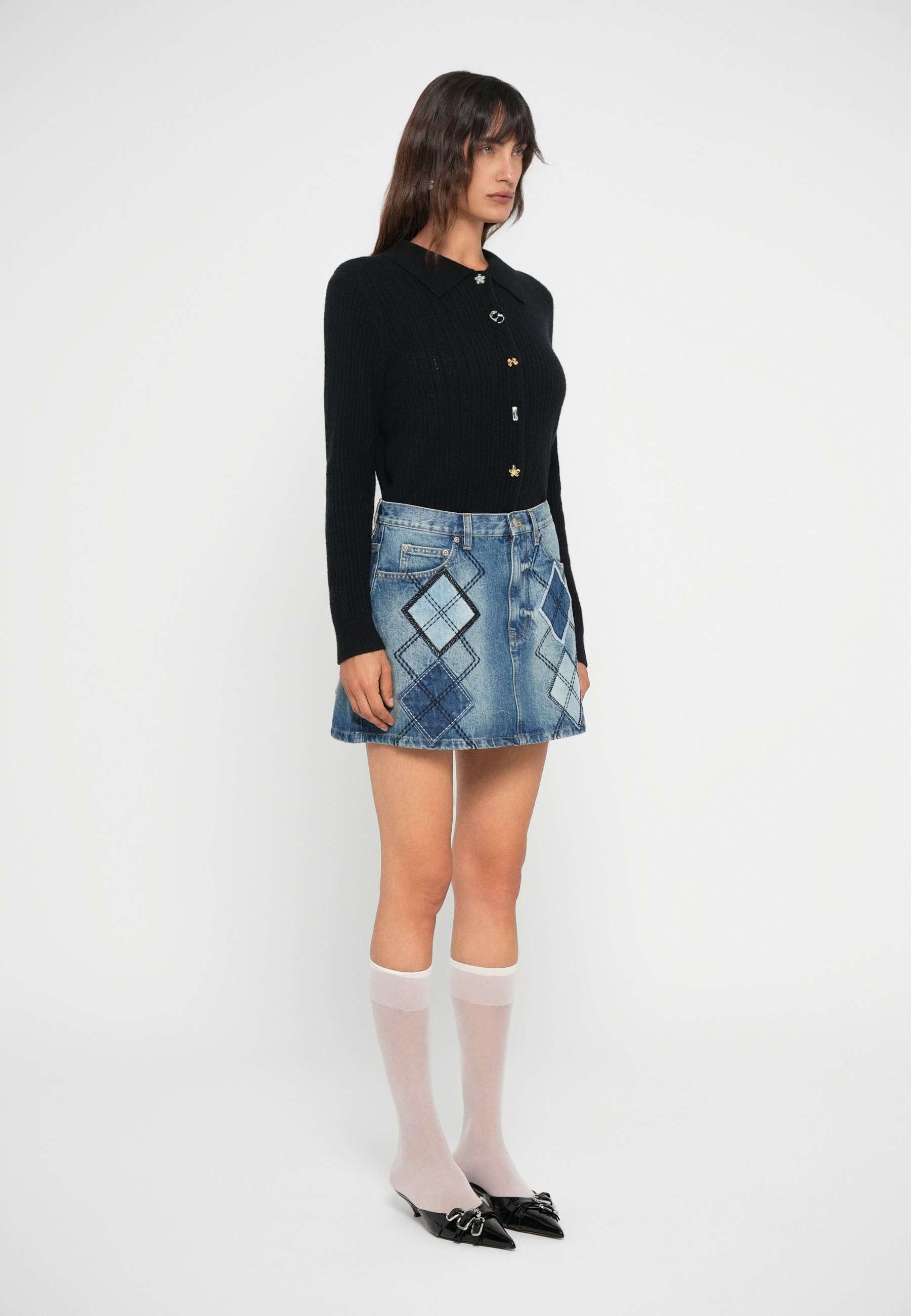 MARC JACOBS ARGYLE PATCHWORK - Farmer szoknya - világoskék