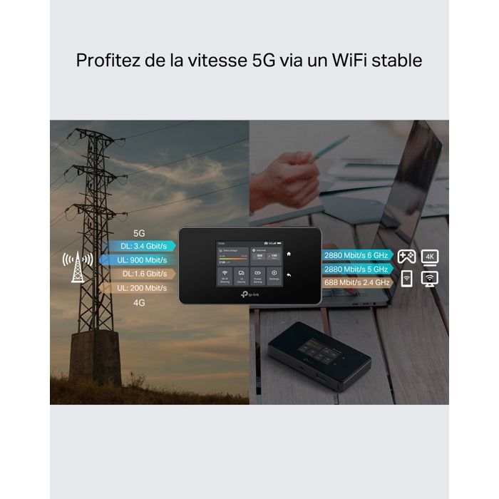Router mobile 5G - TP-LINK - M8550 - WiFi 6E AXE3600 - 3,4 Gbps - Touch screen - USB-C