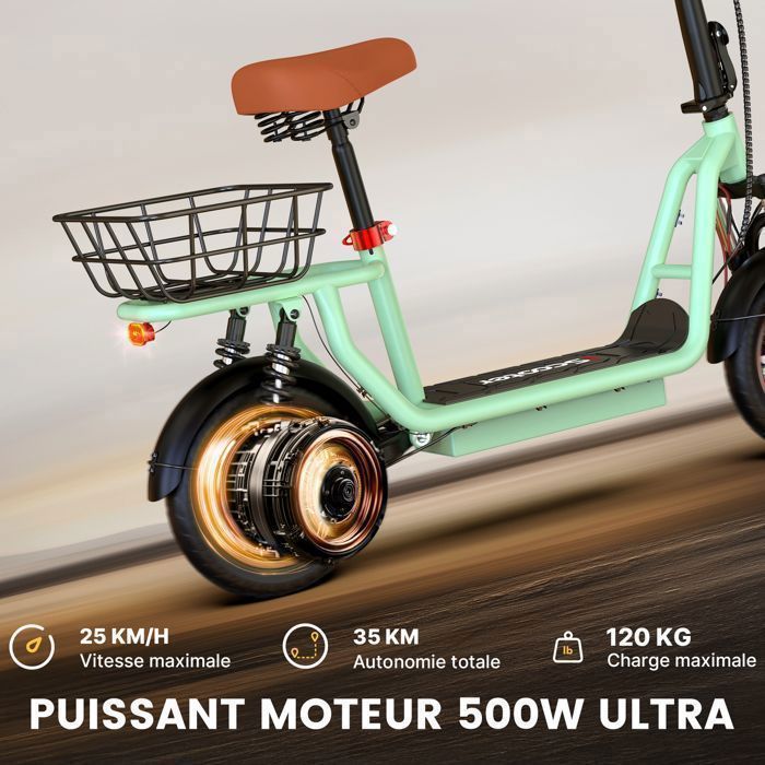 iScooter Electric Scooter with Adult Seat (120kg Capacity), Green, 12
