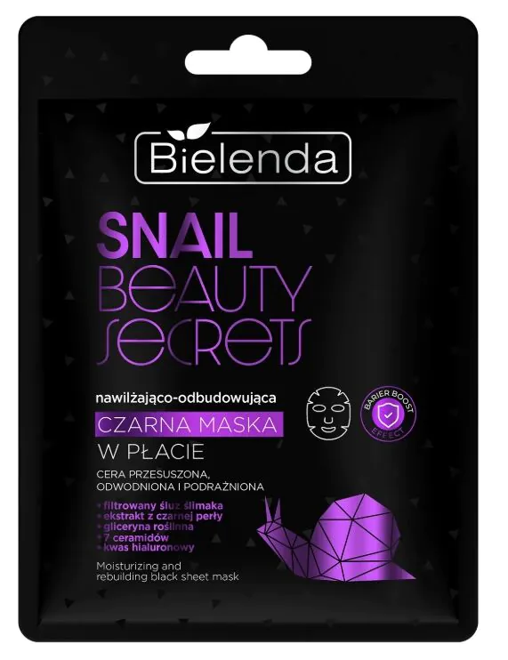 Bielenda Snail Beauty Secrets Nawilżająco-odbudowująca czarna maska w płacie