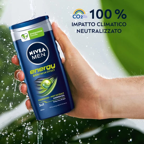 NIVEA Energy doucheshampoo voor mannen, verfrissend en revitaliserend.