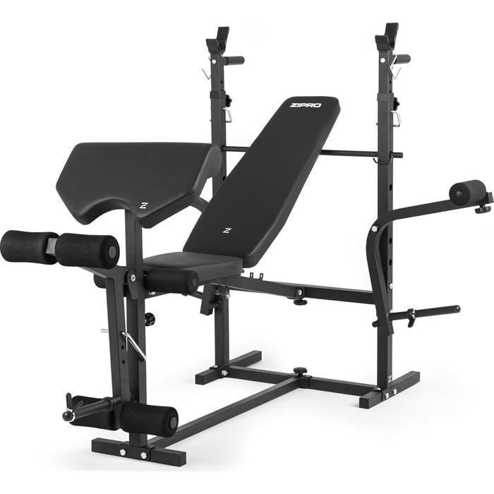 ZIPRO Ripped Multifunctional Weight Bench | Biceps Curl, Leg Press, Butterfly | Adjustable Barbell Supports