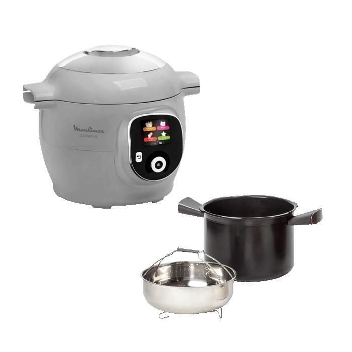 Multicuiseur Cookéo MOULINEX - CE854B10 - Mijoteur Intelligent - Capacité 6L - Jusqu'à 6 personnes - 80 recettes - Gris - 1600W