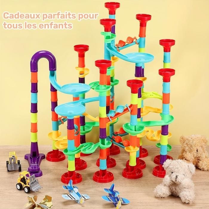 Pista de canicas colorida de 142 piezas, juego educativo STEM con canicas. Regalo de Navidad/cumpleaños para niños/niñas – idea para rellenar el calcetín navideño.