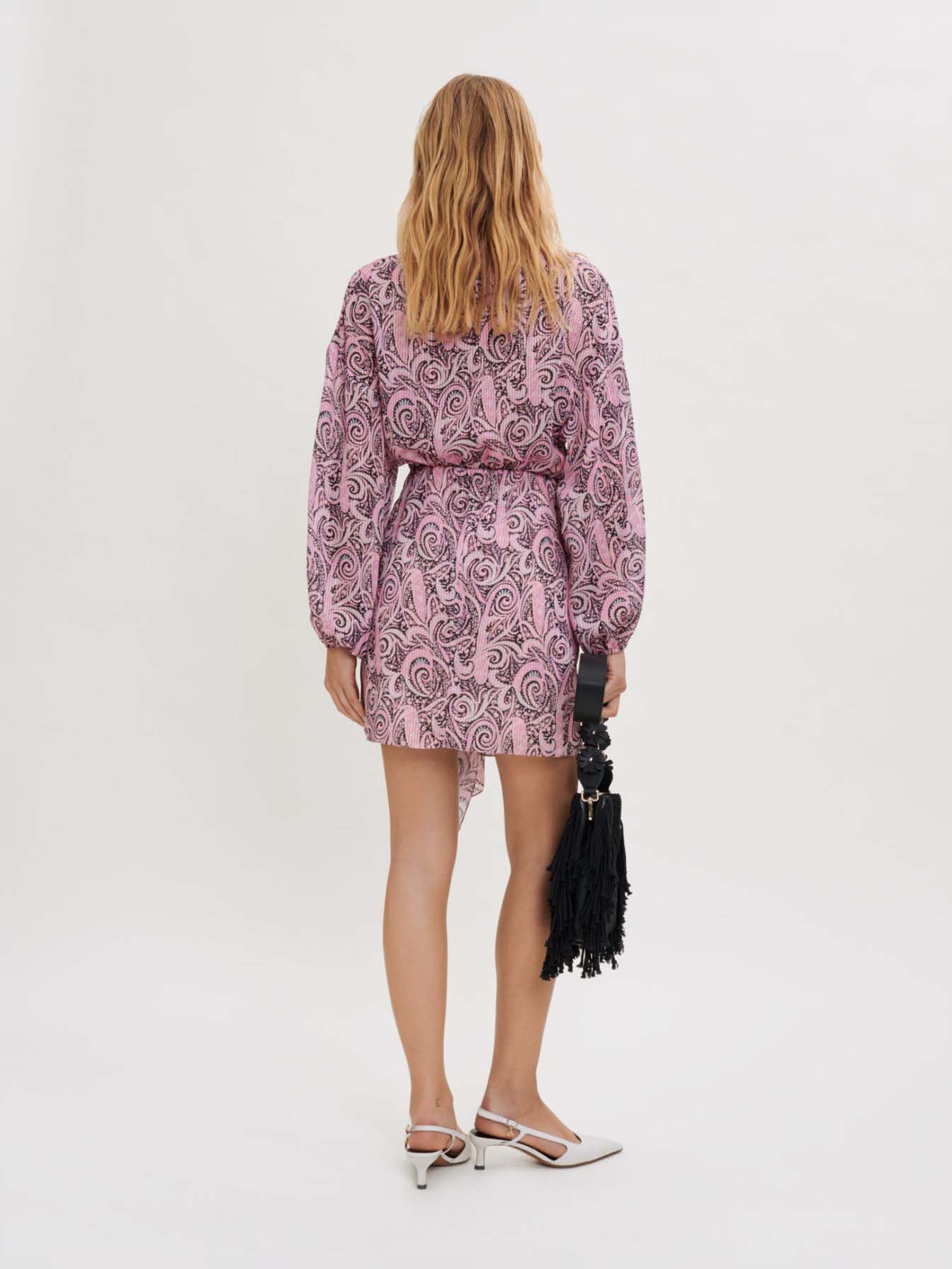 Rochie asimetrică cu imprimeu Paisley - Paisley roz