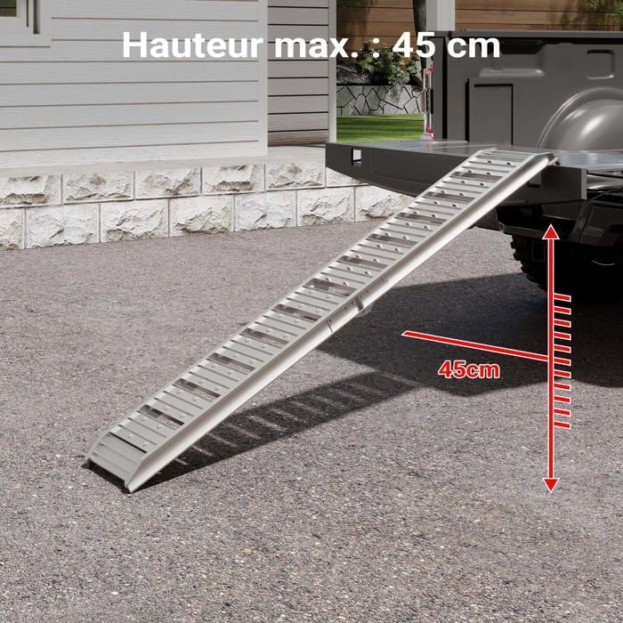 Rampa de carga plegable Wiltec 1820 x 305 mm – Capacidad de carga máxima 200 kg – Aluminio – Rampa de acceso utilitaria para motocicletas y vehículos todo terreno