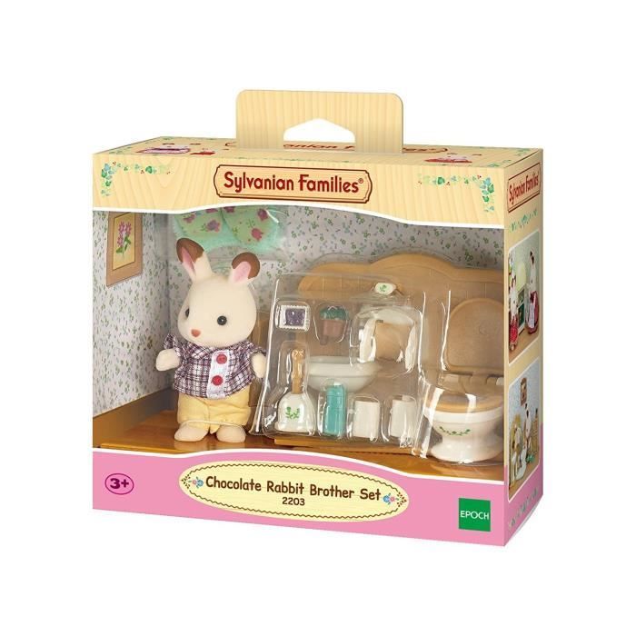 SYLVANIAN FAMILIES - 5015 - Frère Lapin Chocolat et Toilettes - Village - Mixte - 3 ans+