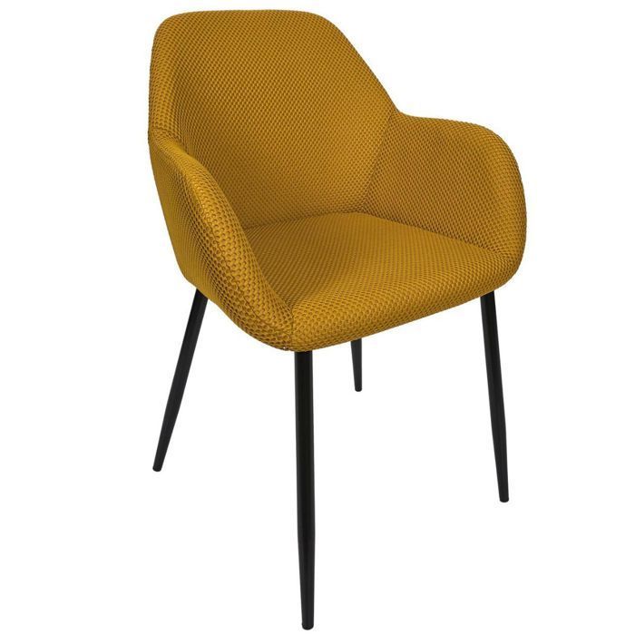 Set di 4 sedie da pranzo gialle in tessuto a rete con texture 3D - ELECTRON