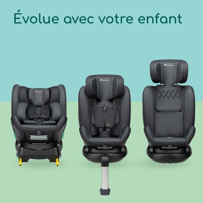 BEBECONFORT EvolveFix PLUS i-Size 0/1/2/3 Konvertibelt bilsete - Isofix 0 til 12 år (36 kg) - 40-150 cm TONERT SVART
