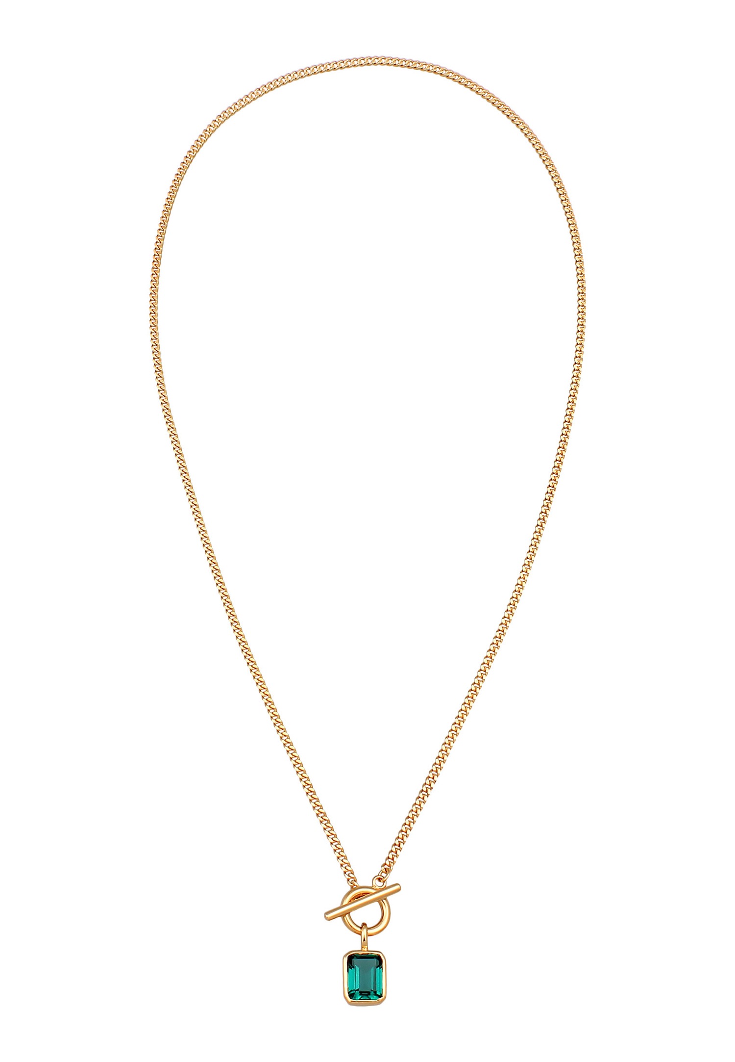 Elli Femmes Pendentif carré classique T-Bone avec pierre précieuse Quartz en argent sterling 925 plaqué or