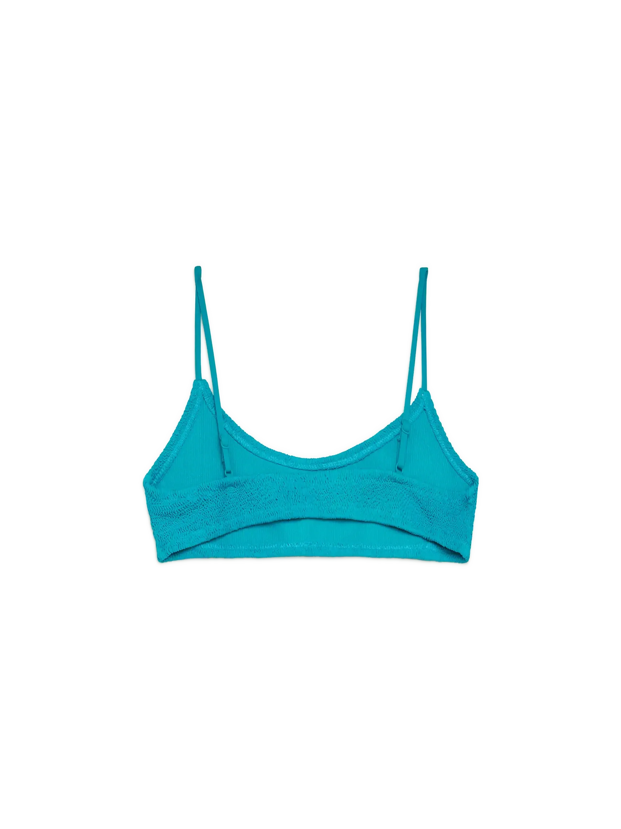 Top tipo bralette Judy en color verde azulado arrugado